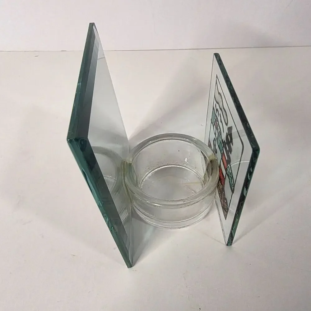 Lighthouse Stained Glass Votive Tea Light Candle Holder Mirror Nautical Decor